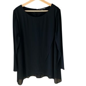 Soft Surroundings Like New Sz L Black Chiffon Long Sleeve Blouse Top